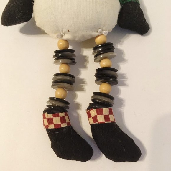 Vintage Snowman Tree Ornament Doll Fabric Bead Legs Christmas Decor Collectible - Picture 7 of 8